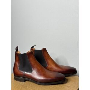 MAGNANNI Men's Riley Smooth Leather Chelsea Boots Cognac Size 11X US 44 EU